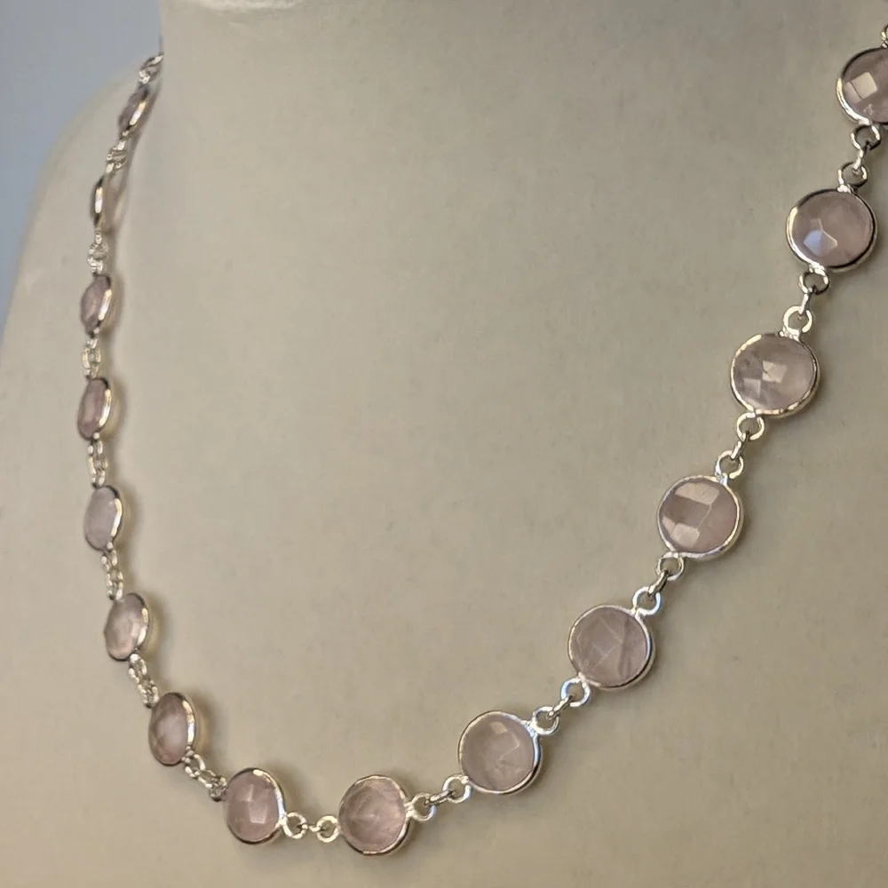 Rose Quartz Necklace S925 Sterling Silver - Picture 5 of 7